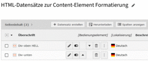 Die Liste der Datensätze im Backend - öffnendes/schliéßendes DIV