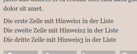 Die dynamisch generierte Ausgabe des Hinweis-Feldes